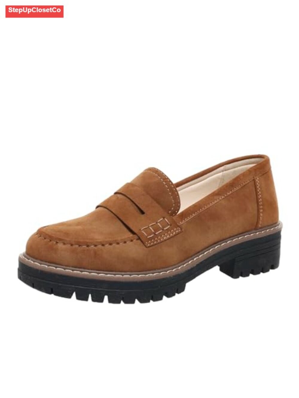 Suede Chunky Platform Penny Loafers Slip On Comfortable Office Business Casual